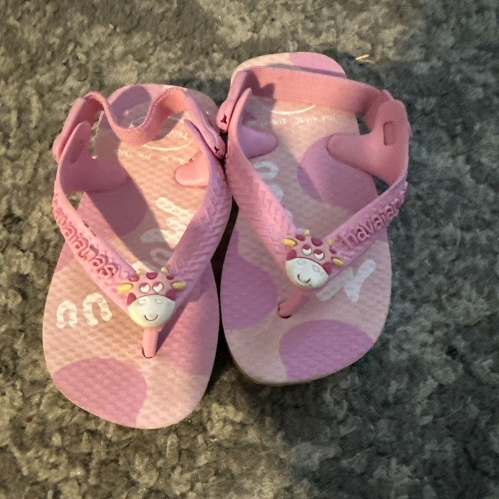 Havaianas PINK COW BABY Classic Flip Flop Sandals Size:5C EUC